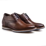 Sapato Social Masculino Rafarillo Couro Você 7cm +Alto 67051 Mogno