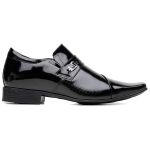 Sapato Social Jota Pe Altura +6,5cm Couro Verniz Preto Preto