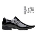 Sapato Social Jota Pe Altura +6,5cm Couro Verniz Preto Preto