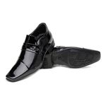 Sapato Social Jota Pe Altura +6,5cm Couro Verniz Preto Preto