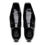 Sapato Social Jota Pe Altura +6,5cm Couro Verniz Preto Preto