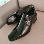 Sapato Social Jota Pe Altura +6,5cm Couro Verniz Preto Preto