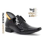 Sapato Masculino Altura Jota Pe Couro Verniz Preto +6,5cm Preto