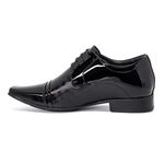 Sapato Masculino Altura Jota Pe Couro Verniz Preto +6,5cm Preto