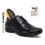 Sapato Jota Pe Couro 3d Conforto Aumenta Altura +6,5cm 79653 Preto