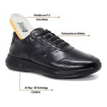 Sapato Tênis Masculino Jota Pe 3d Evolution Casual Couro Preto
