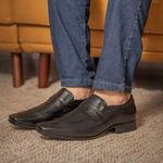 Sapato Social Masculino Couro Jota Pe Conforto Airbag Fivela Preto