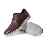 Sapato Social Rafarillo Casual Esportivo Cadarço Couro Legítimo Preto Café Oxford 99004 Café