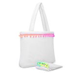 Kit Canga Bolsa De Praia Feminina Atoalhada Pompom Estilo Sacola Branco