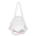 Bolsa De Praia Feminina Atoalhada Pompom Estilo Sacola Zíper Branco