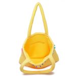 Bolsa De Praia Feminina Atoalhada Pompom Estilo Sacola Zíper Amarelo