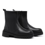 Bota Chelsea Feminina Casual Cano Médio Solado Tratorado Zíper Lateral Preto