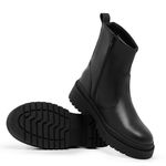 Bota Chelsea Feminina Casual Cano Médio Solado Tratorado Zíper Lateral Preto