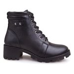 Coturno Feminino Tratorado Couro Legitimo Preto Kira