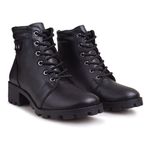 Coturno Feminino Tratorado Couro Legitimo Preto Kira