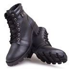 Coturno Feminino Tratorado Couro Legitimo Preto Kira