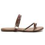 Rasteirinha Feminina com Strass Rose gold Cristal