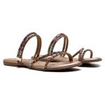 Rasteirinha Feminina com Strass Rose gold Cristal