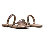 Rasteirinha Feminina com Strass Rose gold Cristal
