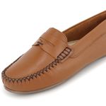 Mocassim Feminino De Couro Flora Whisky