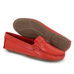 Mocassim Feminino De Couro Flora Vermelho