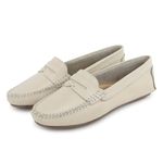 Mocassim Feminino De Couro Flora Off White