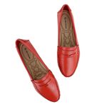 Mocassim Feminino De Couro Flora Vermelho