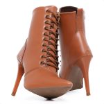 Bota Feminina Salto Alto Bico Fino Flavia Caramelo