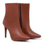 Bota Feminina Salto Alto Bico Fino Luciana Caramelo