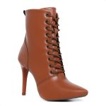 Bota Feminina Salto Alto Bico Fino Flavia Caramelo