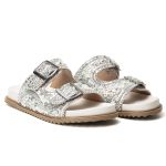 Sandália Papete Birken Pedraria Feminina Aguá Marinha Safira