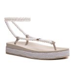 Papete Feminina Verão Amarração em Corda Branco Jasmin