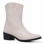 Bota feminina western texana Sofia Off White