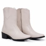 Bota feminina western texana Sofia Off White