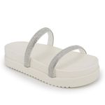 Papete feminina com tiras de strass Ana Paula Off white