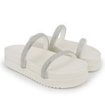 Papete feminina com tiras de strass Ana Paula Off white