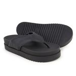 Sandalia Chinelo Papete Feminina Asa Delta Flat Plataforma Dani Preta