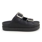 Sandália Papete Com Fivela Flat Plataforma Deise Preta
