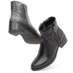 Bota Couro Legítimo Feminina Cano Curto Preto Zoe