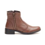 Bota Couro Legítimo Feminina Cano Curto Chocolate Zoe