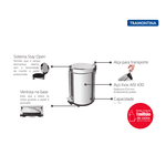 Lixeira com pedal em Aço Inox Tramontina - 94538/003