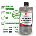 Glicerina Bi-destilada Vegetal - 1 Litro 100% Pura