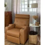Poltrona do Papai Reclinável com Elevação Lift Elétrico Corino Importado Caramelo
