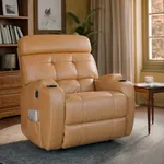 Poltrona do Papai Reclinável com Elevação Lift Elétrico Corino Importado Caramelo