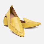 Mocassim Feminino Ana em Couro Amarelo