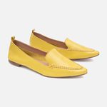 Mocassim Feminino Ana em Couro Amarelo