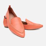 Mocassim Feminino Ana em Couro Coral