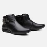 Bota Feminina Flat Chiara Em Couro Preto 