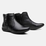 Bota Feminina Flat Carola Em Couro Preto 