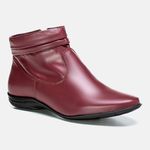 Bota Feminina Cano Curto Flat Cecília Em Couro Bordô 